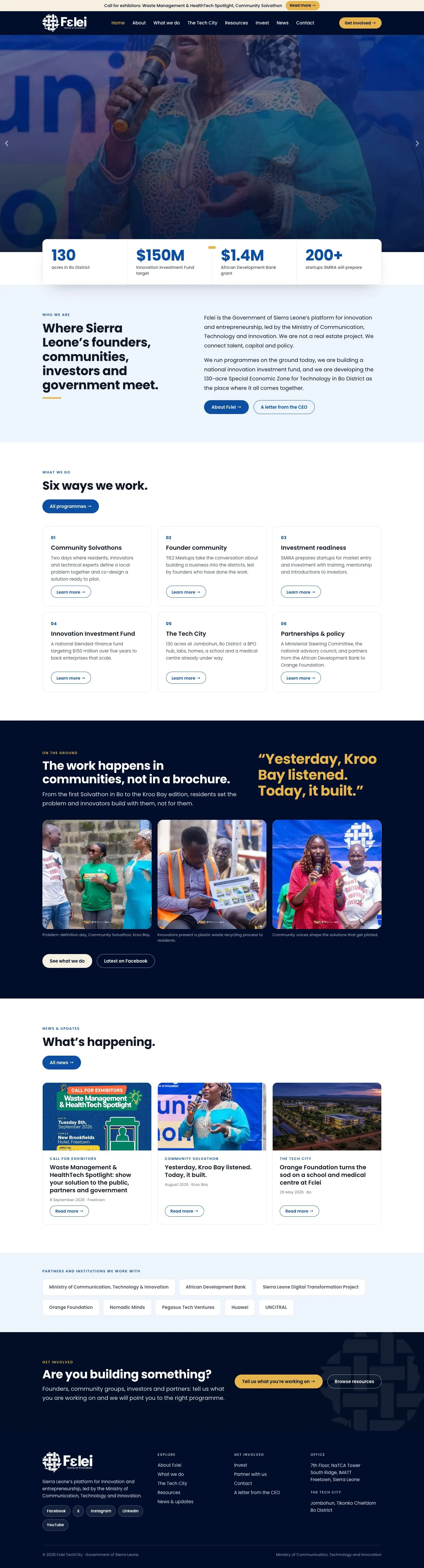 Felei Tech City homepage, desktop view