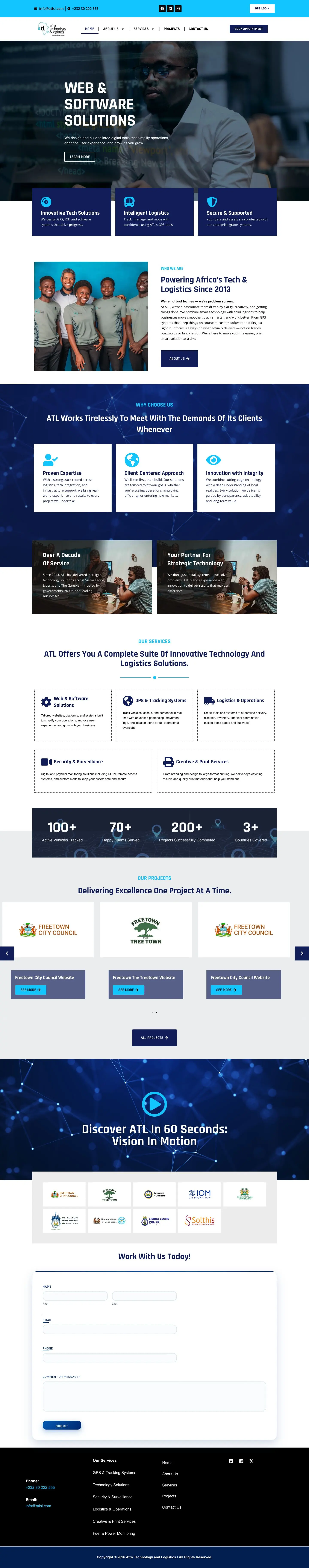 Afro Technology and Logistics homepage, desktop view