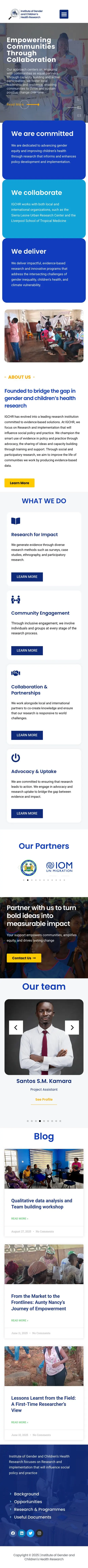 IGCHR homepage, phone view